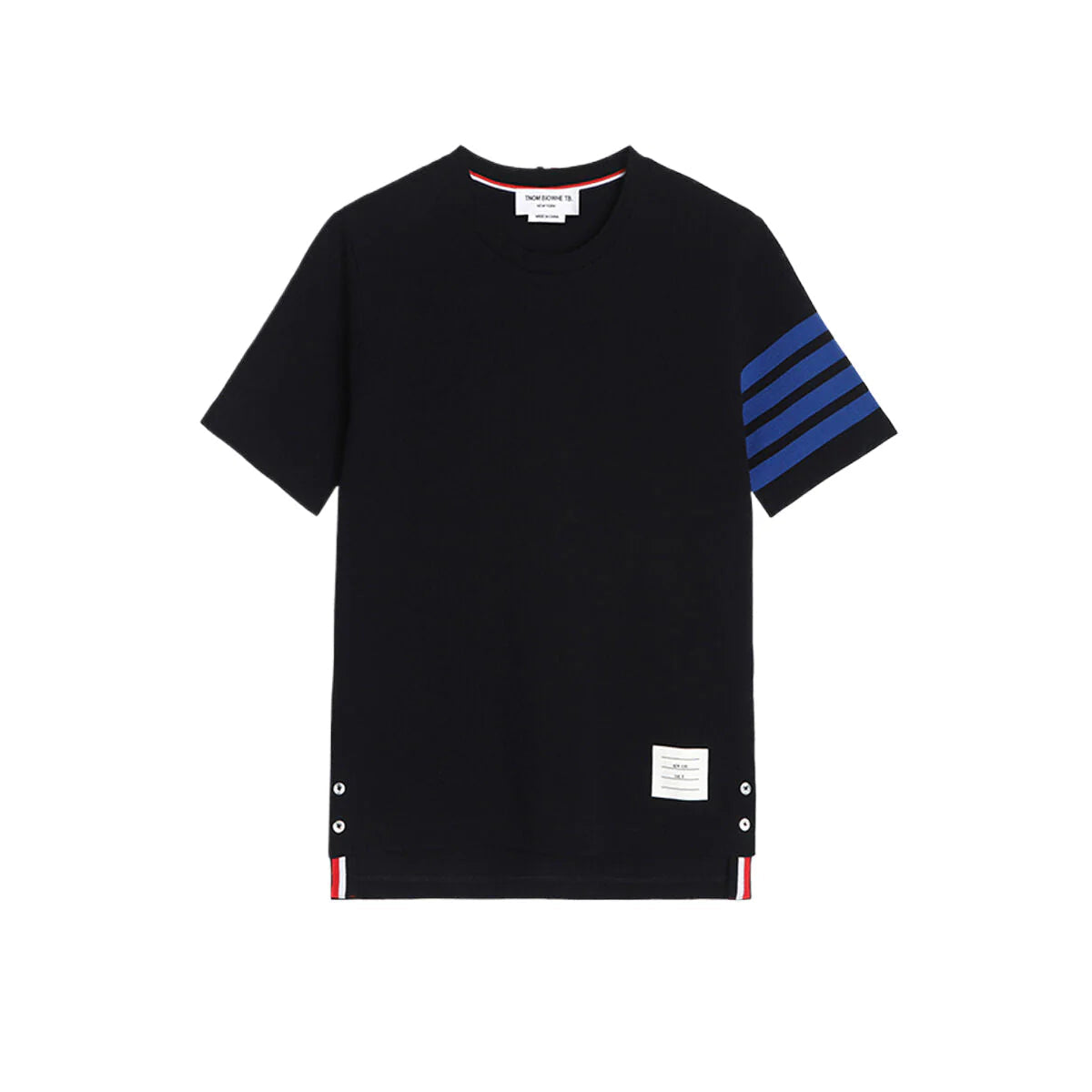 Men's Classic Four-Bar T-Shirt — Grey & Blue | Thom Browne
